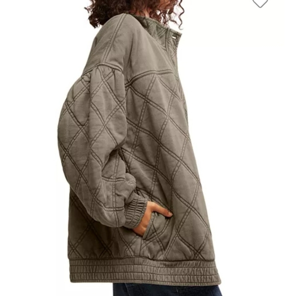 NWT Free People Juno Jacket Laurel Oak Green Boho Quilted Bomber Oversized M - Picture 4 of 14
